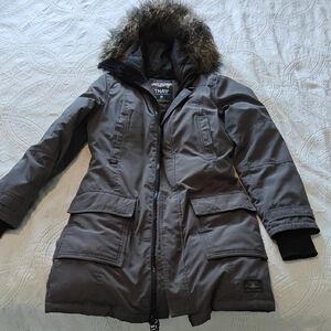 TNA Women's Gray Ski Jacket with Fur Hood